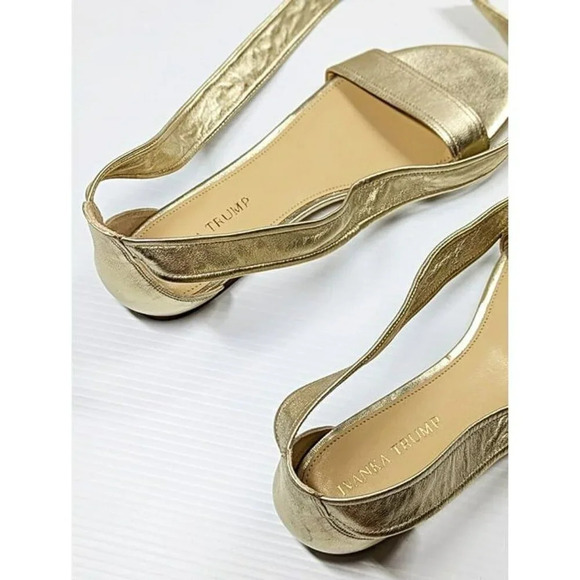 Ivanka Trump Women's Carthe Metallic Leather Ankle Tie Sandals Size 8 MSRP $120 - Picture 5 of 8